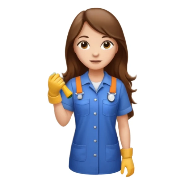 beautiful girl with long brown hair constructing new bathroom area with new shower and amenities  sticker