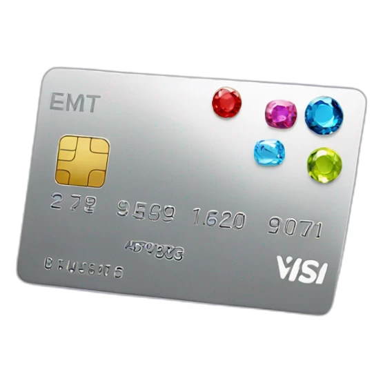 Platinum credit card with gems sticker