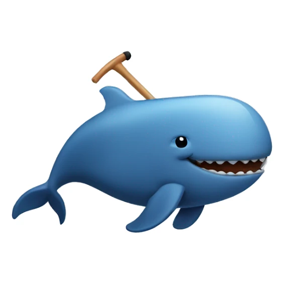 A whale holding a hockey stick sticker
