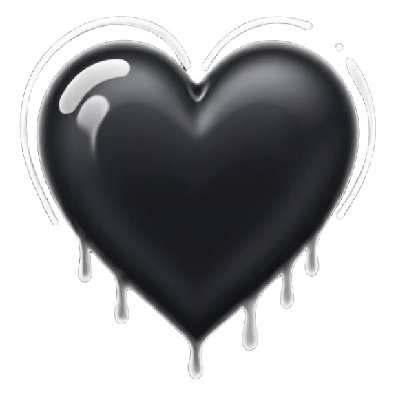 black ink heart emoji with ink streaks, isolated on white background sticker