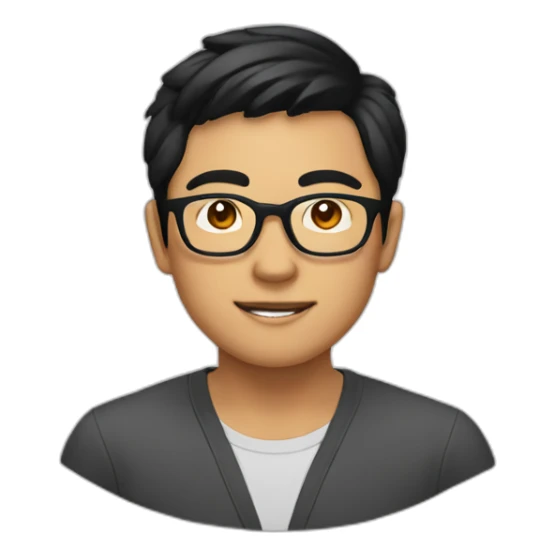 southeast asian male with glasses and black hair sticker