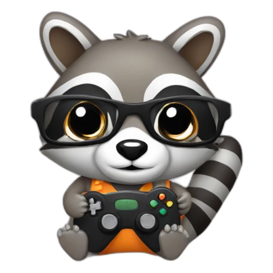 a raccoon holding a gamepad sticker