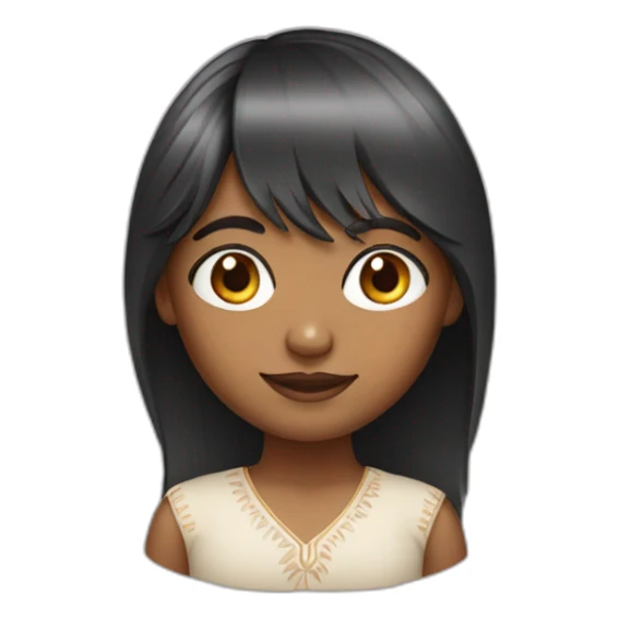 indian girl with bangs hairstyle and long hair sticker