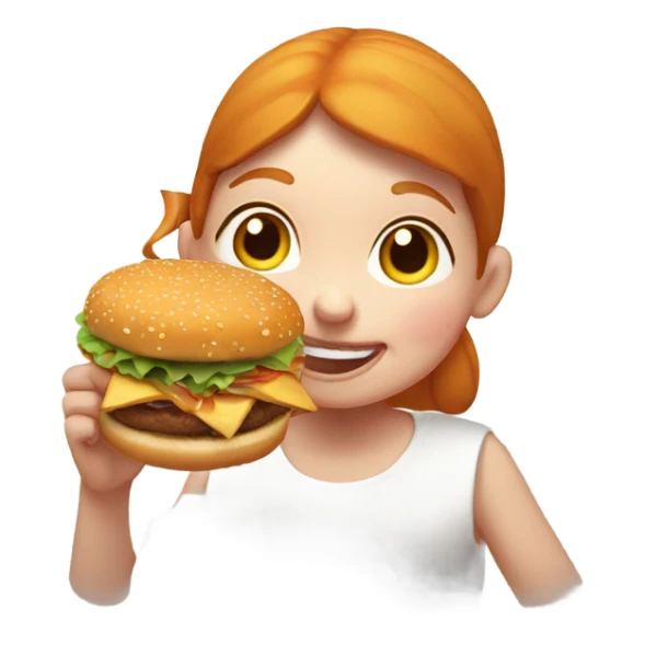 Round ginger girl eating burgers with pig ears sticker