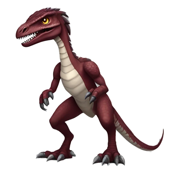Maroon edgy badass modern handsome velociraptor-dragon-Digimon, full body sticker