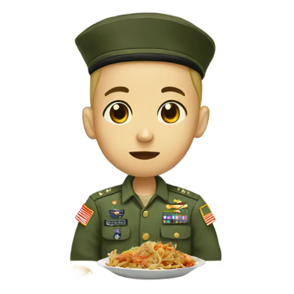 military boy eating chinese food  sticker