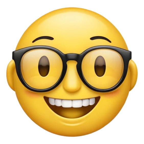 standard emoji with black glasses and gleaming teeth sticker