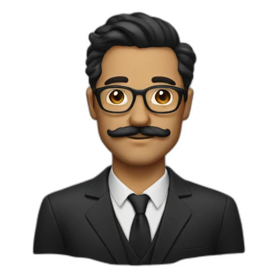 Man with dali mustache and beard with glasses and tan skin sticker