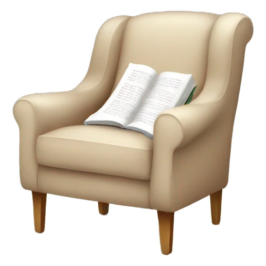 Simple Beige Armchair with blanket and open book on it sticker
