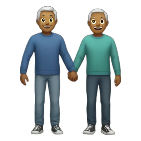 Older brothers holding hands on the side of a house sticker