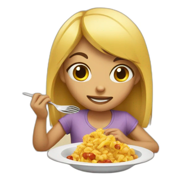 girl eating food sticker