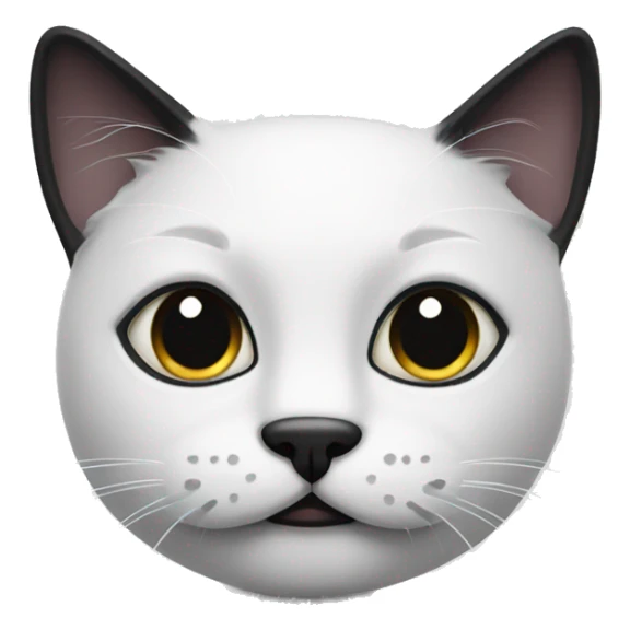 white Black cat with a black mustache  sticker