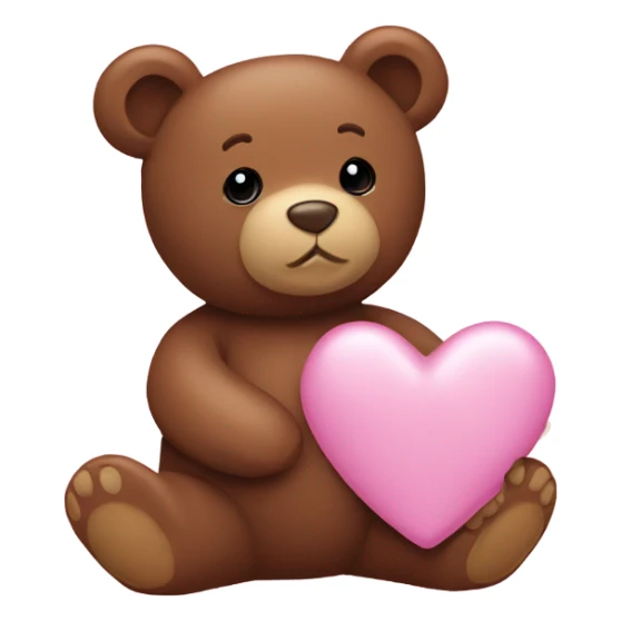 Baby pink heart with a baby brown teddy bear sticker