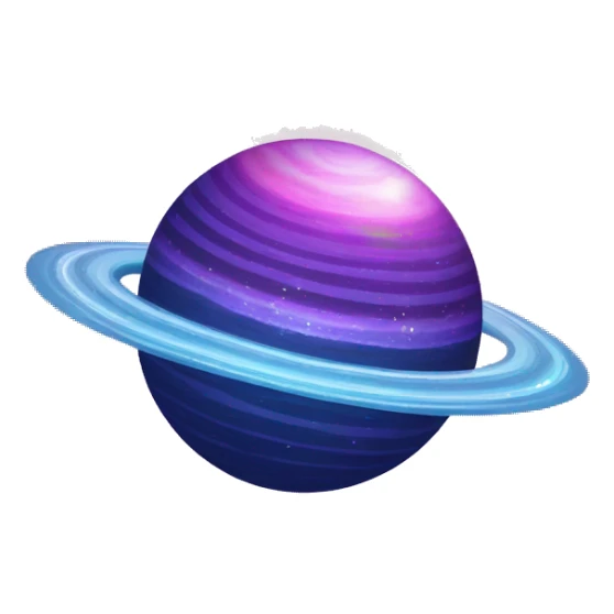sparkly glittery blue purple and pink glitter planet with white saturn ring sticker