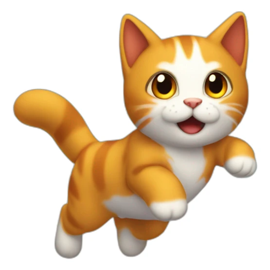 Gato volando en un cielo de fuego sticker