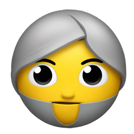 A yellow, ball head with a cartoon surprise sticker