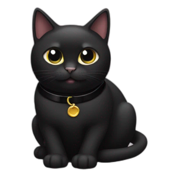 black cat in black collar in black bell sticker
