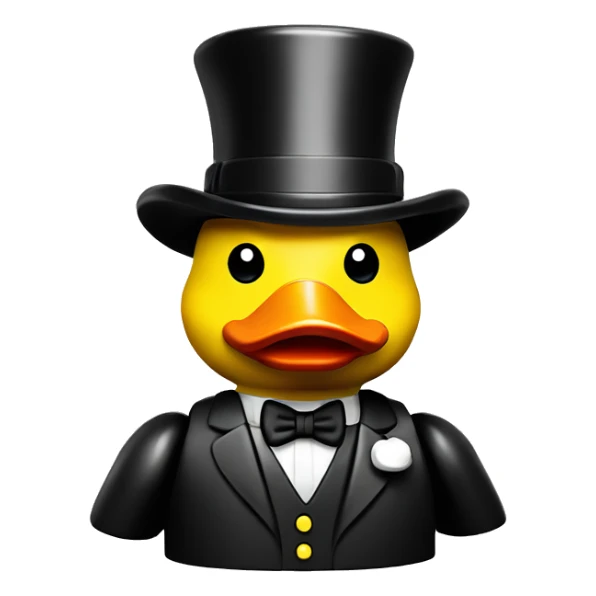 yellow rubber duck with top hat building lego sticker