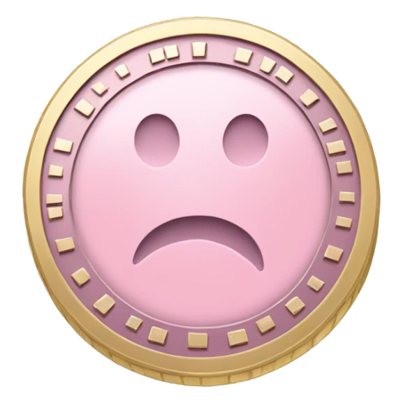pinkish light blue Coin that is a currency sticker