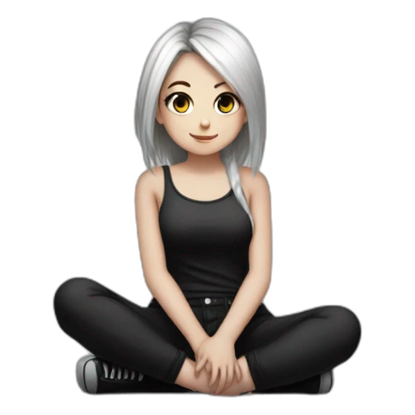 Full body curvy emo girl sits on the floor черная юбка белые трусики рваные полосатые чулки sticker
