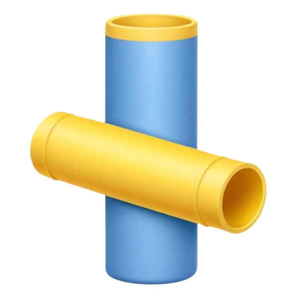 Blue foam tube with identical yellow ends on both end, not hollow, front view sticker