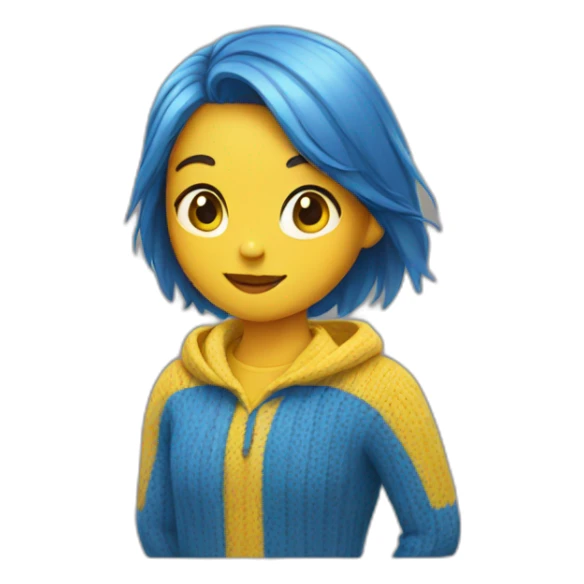 Girl in blue and yellow sweater sticker
