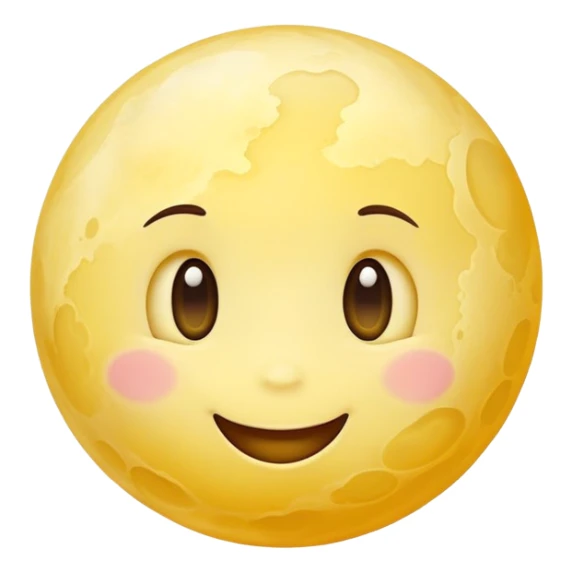 Venus planet with cloudy yellow surface and a cute happy smiling face sticker