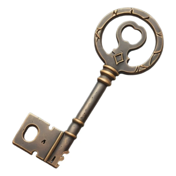 iOS style emoji, minimal ancient key, dark fantasy sticker