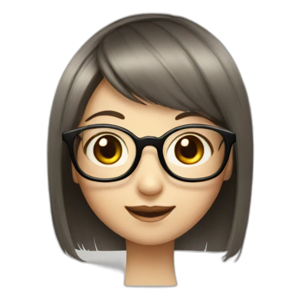 Chinese big eyes girl with big smile and glasses sticker