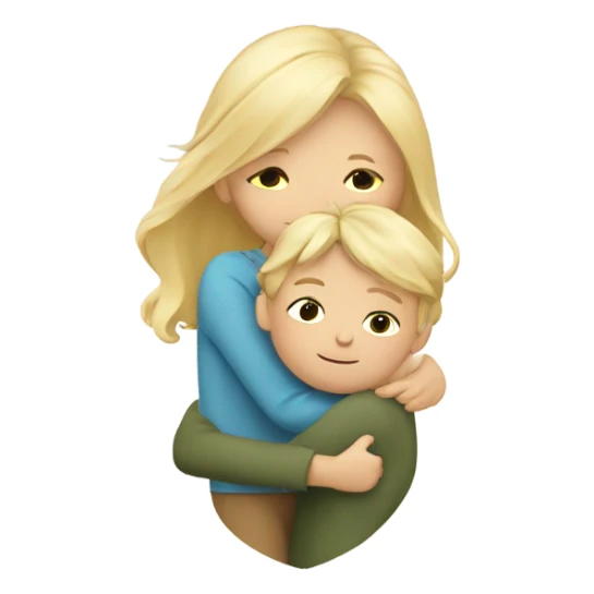 Blonde mom with long her is hugging her blonde son  sticker