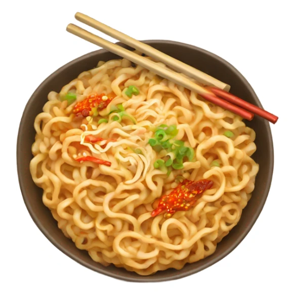 Bowl of spicy ramen noodles sticker