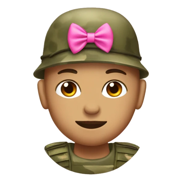 soldier in camouflage with pink bow on head sticker