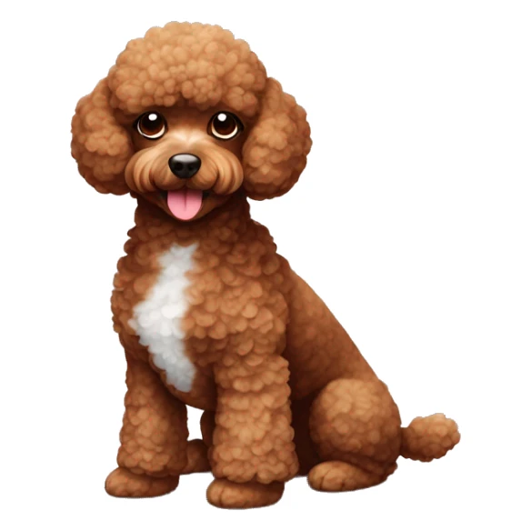 toy poodle red brown with white spot on chest without collar sticker