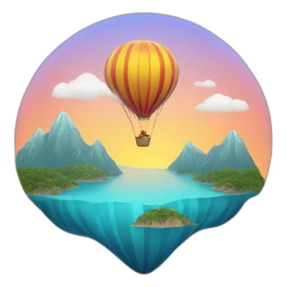 sea mountains and hot air balloon sticker