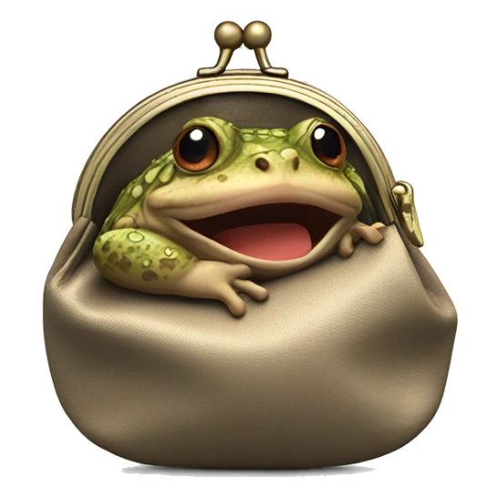 toad peeking out of a coin purse sticker