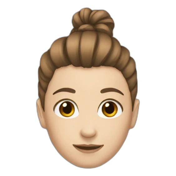 a gymnast with brown hair and a blue sticker