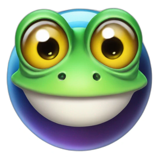 planet Mercury with a cartoon grinning frog face with big eyes sticker