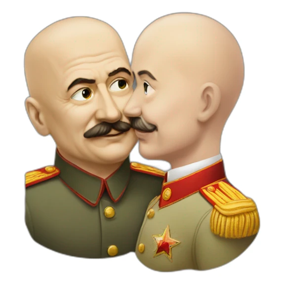 stalin kisses Lenin's bald head from behind sticker