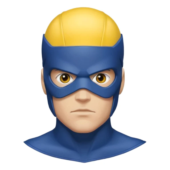 marvel superhero cyclops x-men. blue cowl with iconic yellow visor with red stripe through sticker