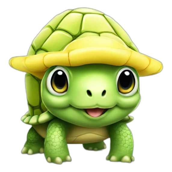 A cute little turtle with a banana on his head sticker