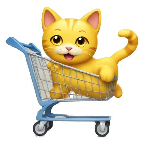 Yellow cat bring yellow cart with happy vibes sticker