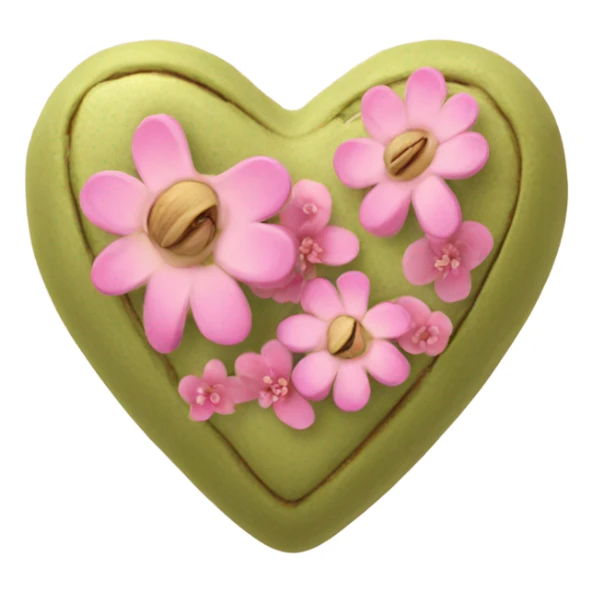 pistachio Color heart decorated with pink flowers sticker