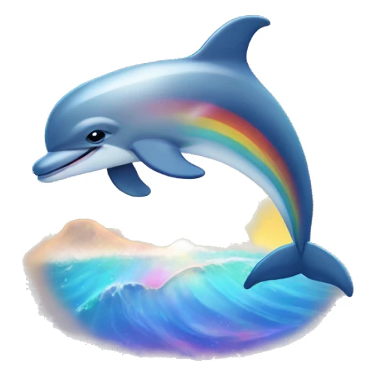 Dolphin with sunset behind and rainbows in the ocean  sticker
