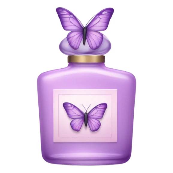  pastel violet butterfly resting on an elegant lavender perfume bottle with fork pink details. sticker