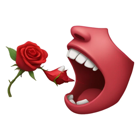 emoji biting a rose, romantic, iphone emoji sticker