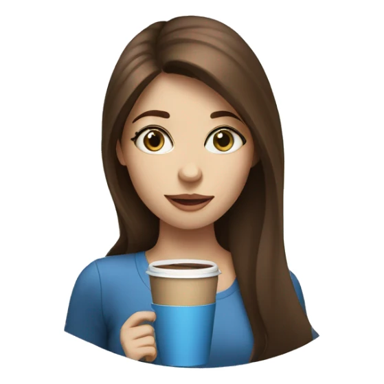girl with brown hair and blue eyes sipping coffee sticker