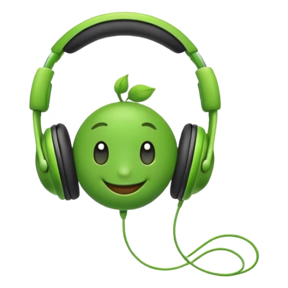 smiling green pea with headphones sticker