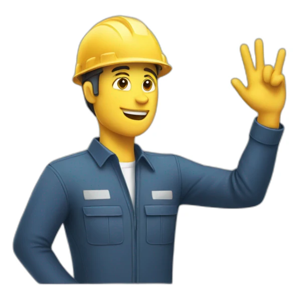 person with safety helmet hand finger like sticker