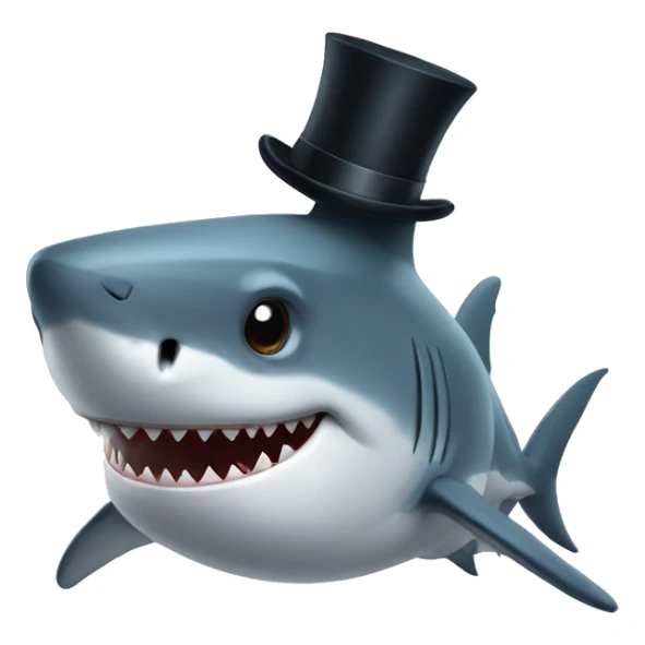 Shark with a top hat sticker