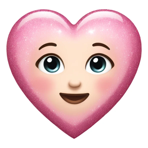 baby pink heart with glitter sticker